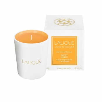 Оранжева парфюмна свещ Lalique Sweet Amber с ванилия, амбър и бели цветя