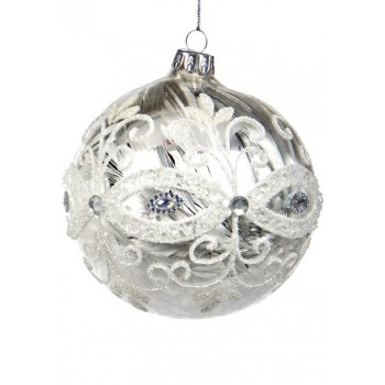 Стъклена Елхова играчка топка Frost Swirl Ball