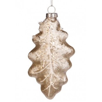Стъклена Елхова играчка Листо Glass Snow Leaf
