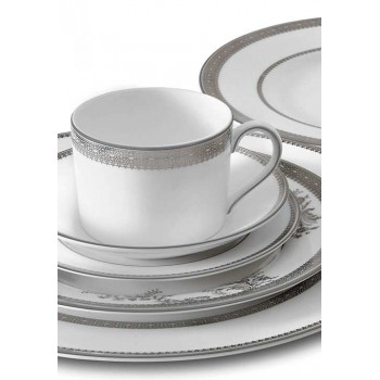 Луксозен сервиз за чай костен порцелан Wedgwood Vera Wang Lace Platinum 6 души